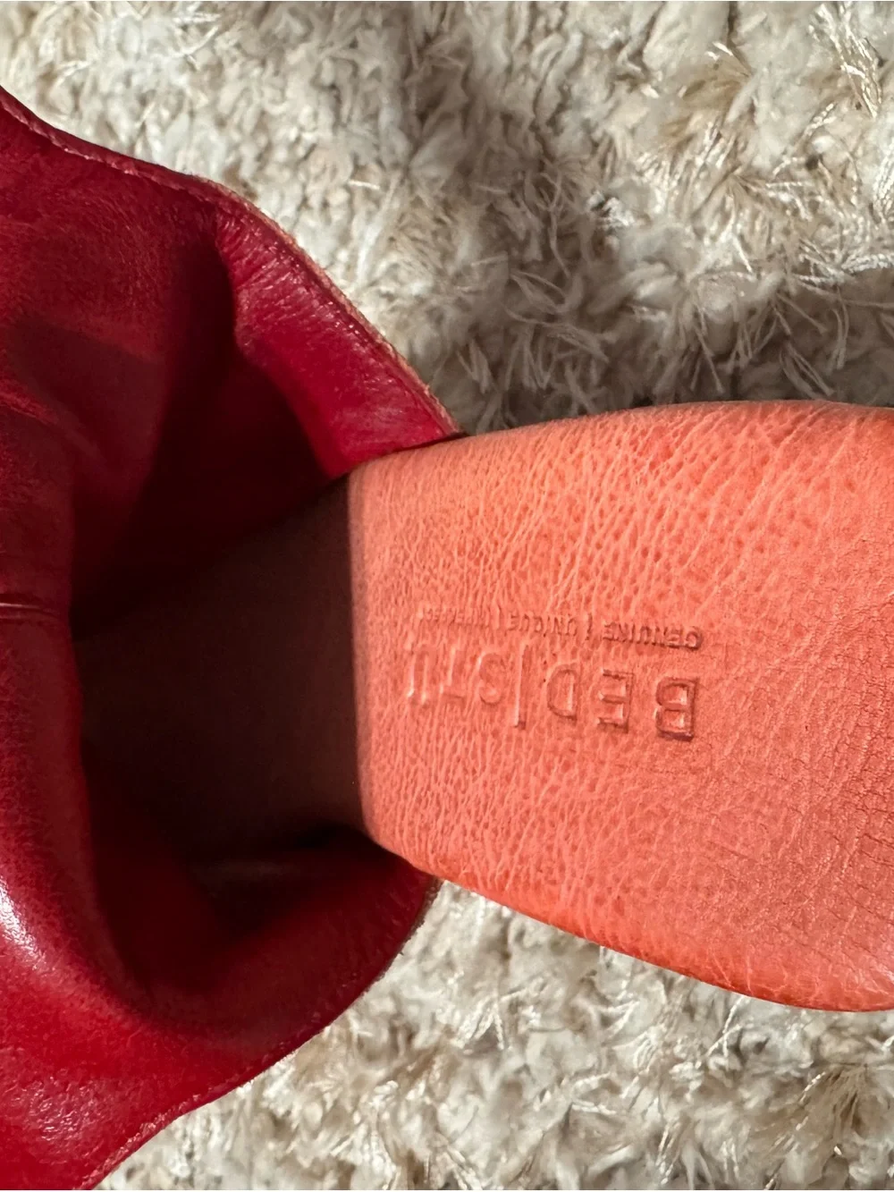 BED|STU Leather Open-Peep Wedge Sandals